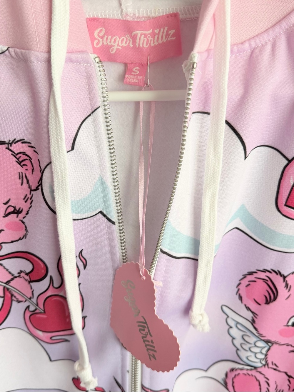 Sugar Thrillz Pink Cupid Bear Zip Hoodie - Picture 4 of 6